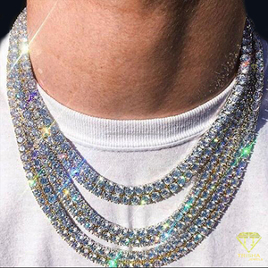 Elegant Cluster Link Tennis Necklace With Round Stone Set Beads Chic Luxe Statement <b>Chain</b> Jewelry For Women and <b>Men</b> Wholesale - Product Image 4