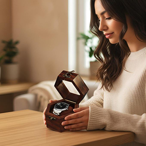Organizador de Relojes de Madera con Cojines Suaves, Estuche de Exhibición de Relojes de Madera con Cerradura y Llave de AYAANS - Product Image 5