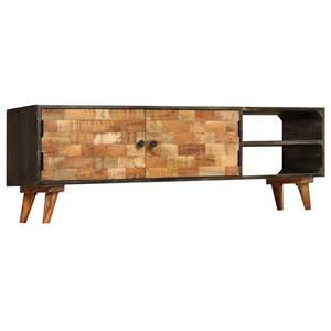 Meuble TV moyen en bois de manguier massif, design durable marron et noir - Product Image 2