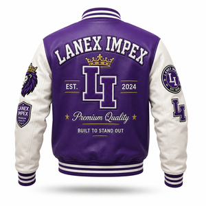 Chaqueta Varsity de Invierno Personalizada para Equipo, Parche de Letras de Chenilla de Alta Calidad, Mangas de Cuero PU, Cuello Acanalado, Club Deportivo de Béisbol - Product Image 3