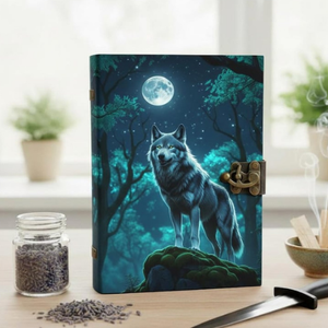 Carnet en cuir personnalisé avec motif loup en relief, fait main, vintage, couverture rigide, mini carnet 7x5 pouces, agenda relié en cuir, cadeau - Product Image 2