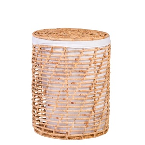 Cesta de Almacenamiento Hecha a Mano HS 3407N/3, Ecológica, de Color Natural, de Jacinto de Agua, con Tapa, para Solución de Almacenamiento de Ropa - Product Image 3