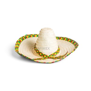 หมวกทรงโซมเบรโรแบบดั้งเดิมของเม็กซิโก สีสันสดใส พร้อมสายรัดคาง สำหรับผู้ใหญ่ หมวกฟางสไตล์เม็กซิกันประดับพู่ สำหรับงานเทศกาล จากเวียดนาม - Product Image 1