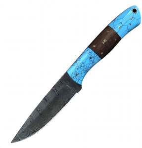 Custom OEM <b>hand</b> forged Damascus Steel Fixed Outdoor Utility <b>Tool</b> Turquoise Wood handle - Product Image 5