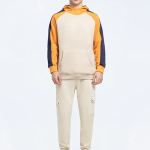 Dernier style, color block, manches raglan, prix de gros, coton lourd, col montant, à capuche, personnalisable, sweats à capuche pour hommes - Product Image 5