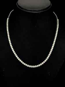 Elegante Collar de Diamantes CVD Cultivados en Laboratorio, Plata 925, Claridad VVS VS, Alto Brillo, Collar Estilo Tenis, Joyería de Lujo, Regalo, Proveedor Indio - Product Image 4