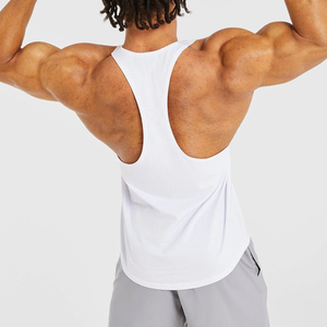 Camiseta sin mangas para hombre, blanca, con tirantes anchos, de color liso, transpirable, de punto, informal, para gimnasio, diseño de cuello redondo, ecológica, con logo personalizado - Product Image 2