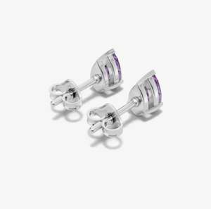 White Gold Plated Amethyst Pear Stud Earrings in 925 Sterling <b>Silver</b> Elegant Purple Gemstone for Wedding & Party Occasions - Product Image 4