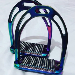 Estribo de seguridad con revestimiento de titanio, con almohadilla de goma, silla de montar ecuestre ligera, accesorios, equipo de montar a caballo - Product Image 5