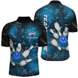 Chemise de bowling en maille fabriquée en usine à faible MOQ, col mandarin, motif imprimé par transfert thermique, 220g, 100% polyester respirant - Product Image 1