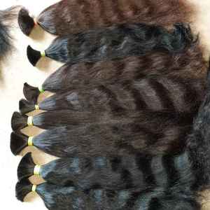 Extensiones de Cabello Humano Ondulado Indio Marrón Oscuro Natural, de Una Sola Capa, Cabello Virgen de Templo, Largo para Tejer - Product Image 4