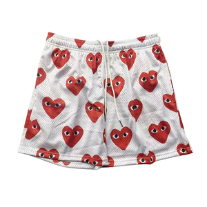 Pantalones Cortos Deportivos Casuales de Malla Blanca Estampada para Hombre con Cordón en la Cintura y Patrón Floral Negro - Product Image 6