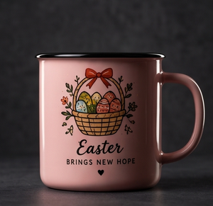 Wholesale Retro Style Iron Enamel Coffee Mug Camping Teacup Featuring Easter Brings New Hope Art Design Portable Lightweight - Product Image 4