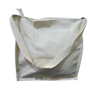 Sustainable Cotton Canvas Conference <b>Bag</b> with Zipper Closure Shoulder Handle Geometric Pattern White Color Custom Logo Printing - Product Image 2