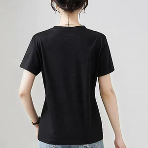 Camiseta Deportiva de Gimnasio para Mujer, Cuello Redondo, 220g, Algodón/Spandex Ecológico de Alta Calidad, con Logotipo Personalizado - Product Image 2