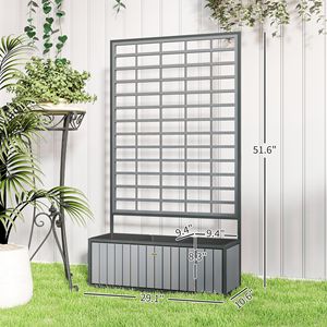 แปลงปลูกผักยกพื้นไม้สีเทาขนาด 29 x 11 x 52 นิ้ว พร้อมโครงตาข่ายและกระถางแบบถอดได้ สำหรับสวนหลังบ้าน ลานบ้าน และระเบียง - Product Image 3