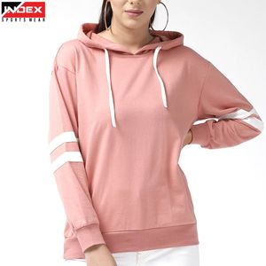 Sudadera con Capucha Rosa para Mujer, Manga Larga, Color Sólido, Informal, Tejida, para Otoño - Product Image 1