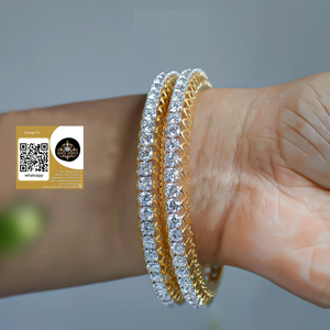 Fashion Indian <b>Bangles</b> Sliver Gold Plated White CZ Wedding <b>Bangles</b> for Women Silver Indian <b>Bangles</b> Wedding - Product Image 2