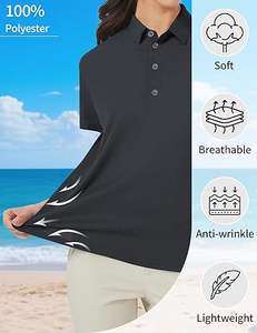 Camisetas polo de golf para mujer 100% algodón, camisetas polo personalizadas para mujer con cuello polo, camiseta polo de algodón y spandex para mujer, camisetas polo al por mayor. - Product Image 4
