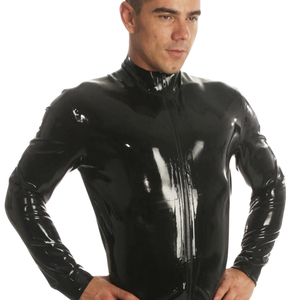 <b>Men's</b> <b>Black</b> Glossy Long Sleeve <b>Slim</b> <b>Fit</b> <b>Shirt</b> Stand Collar Solid Color Gothic Style Woven Polyester - Product Image 6