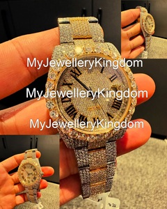 Reloj de Marca Completamente Adornado con Diamantes Moissanite, Joyería Hiphop, Esfera de Acero Inoxidable y Cristal, Regalo para Compromiso, Fiesta, Boda, Aniversario - Product Image 4