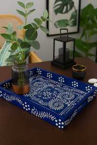 Handcrafted <b>Black</b> Bone Inlay Coffee <b>Table</b> Tray | Modern Geometric Ottoman Accent Platter & Luxury Perfume <b>Vanity</b> Organizer - Product Image 2