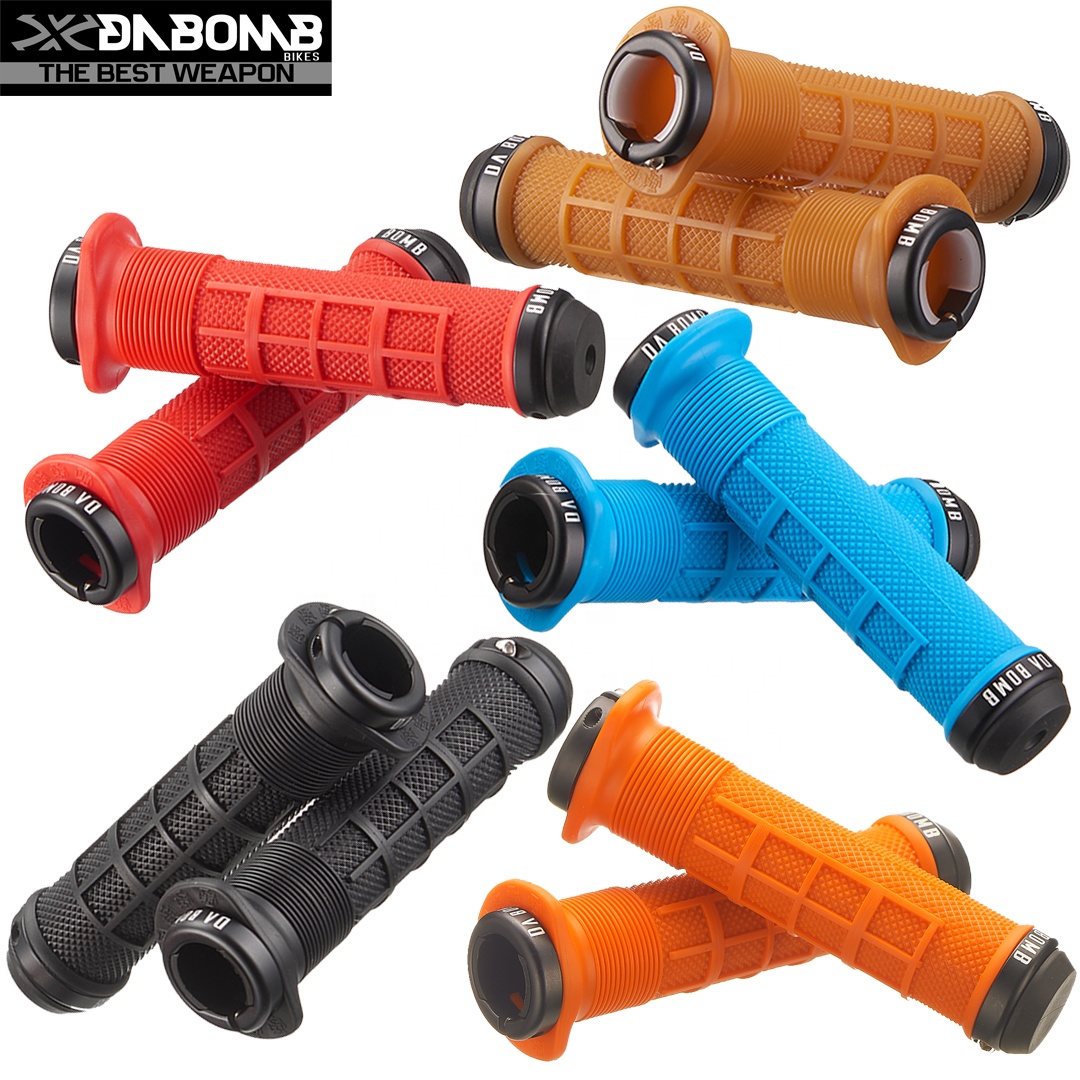 DABOMB MTB Lock-On Bike Grips | 135mm Soft Rubber Half-Flange Mountain Bike Handlebar Grips with Double Lock Rings