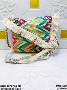 Bohemian Handmade Eco-Friendly Cotton <b>Sling</b> Bag with Fringe | Fashion Ethnic Tribal Crossbody <b>Shoulder</b> Bag for Women - Product Image 2