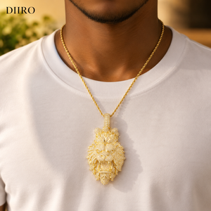 Colgante Cabeza de León Chapado en Oro de 18K con Moissanita, Estilo Hip Hop Iced Out, Joyería de Lujo Unisex - Product Image 3