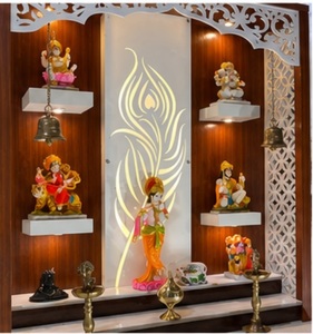 Designer Peacock Feather Cutting Temple Home Customized Buy Modern Wooden Pooja <b>Mandirs</b> At Factory Prices Teak Wood Pooja Ghar - Product Image 4