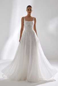 Robe de mariée moderne sans bretelles, sans manches, ornée de perles, broderie de cristaux, jupe en satin drapée, taille naturelle, coupe trapèze, grande taille - Product Image 4