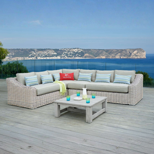 Conjunto de Sofás de Esquina en Forma de L para Exteriores, Sofá de Jardín de Mimbre Grueso y Resistente, Muebles de Sofá Clásicos de Lujo - Product Image 1