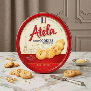 320g Butter <b>Cookies</b> Soft Melting Sweet Taste Blue Tin <b>Box</b> OEM Vietnam Supplier - Product Image 1