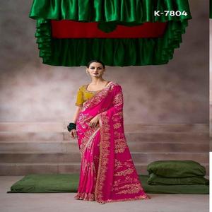 Sari elegante y moderno para mujer, ideal para fiestas y bodas, disponible a precio de mayorista desde India, sari de Bollywood. - Product Image 1