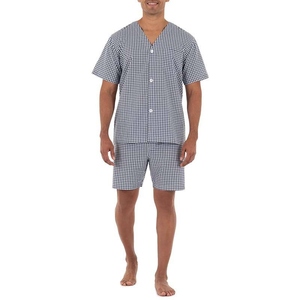 <b>Men's</b> Blue Crew Neck T-Shirt With Shorts Casual Summer Knitted <b>Pajama</b> <b>Set</b> Breathable Cotton Spandex Two Piece Outfit - Product Image 5