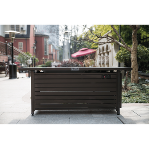 57in Outdoor Aluminum Gas Propane <b>Fire</b> <b>Pits</b> <b>Table</b> 50000BTU Rectangular <b>Fire</b> Glass Lid Elegant Dining Fireplace for Outdoor - Product Image 2