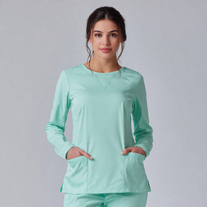 Medical <b>Scrub</b> <b>Tops</b> Wholesale Knitted 100% Cotton Breathable Comfortable Unisex - Product Image 1