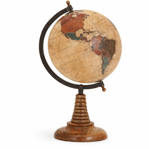 Globo Terráqueo de Madera Natural con Diseño Antiguo y Marco Metálico |   Decoración de Escritorio Educativa de Geografía para el Hogar, Oficina y Escuela - Product Image 5