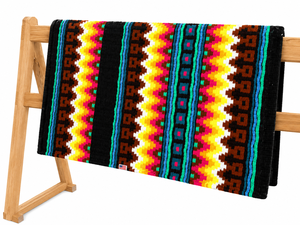 Tapis de selle en laine doublé polaire à motif zigzag coloré Manaal Enterprises, polyester, tout usage, équipement d'équitation western, noir - Product Image 2