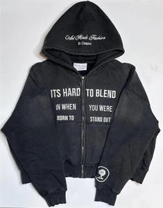 Hot Sale High Quality Winter Oversized <b>Hip</b> Hop Hoodies Sweatshirt 100% Cotton Hooded 500 Grams Discharge Printing Washed Knitted - Product Image 4