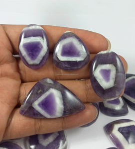 Cabujón de encaje de amatista púrpura de diseñador, Chevron Natural hecho a mano, piedras preciosas sueltas lisas para joyería de envoltura de alambre - Product Image 6