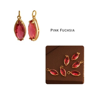 DIY Prong Set Marquise Pink Fuchsia Quartz Gemstone Charms - Gold Plated Crystal <b>Pendants</b> - Handmade DIY Jewelry Making Supplies - Product Image 2
