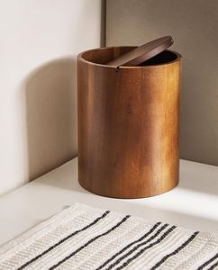 Luxury Minimalist Round Wooden Dustbin <b>with</b> <b>Lid</b> Modern Stylish Home & Hotel Waste <b>Bin</b> - Product Image 1
