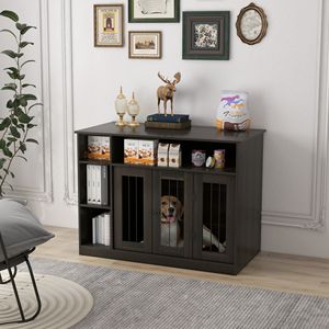 "Rectangle Villa <b>Crate</b> for Medium to Large Dogs Brown Lockable Storage 47x23.5x35" - Product Image 2