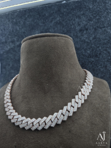 AARVA JEWELS Moissanite <b>Statement</b> <b>Necklace</b> 18K Solid Gold Rose Gold Plated Geometric Link Chain Luxury Unisex <b>Necklaces</b> - Product Image 1