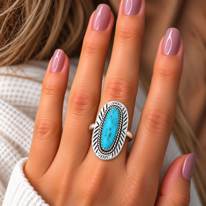 Blue Mohave Turquoise <b>Ring</b> Handmade Southwestern Western <b>Boho</b> Statement Gemstone Jewelry Adjustable <b>Silver</b> <b>Ring</b> - Product Image 5