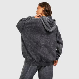 Sudadera con Capucha Extra Grande para Mujer, Color Sólido, Mezcla de Algodón, Tejido de Punto, Manga Larga, Transpirable, para Otoño, con Bolsillos - Product Image 3