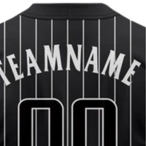 Camiseta de Béisbol Negra con Rayas Finas, Manga Corta, con Botones, Uniforme de Equipo Personalizado, Transpirable, de Poliéster, Deportiva - Product Image 6