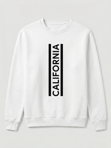 Sudadera de punto de algodón blanca para hombre, cuello redondo, corte regular, estampado minimalista de California en la parte delantera, para otoño - Product Image 3