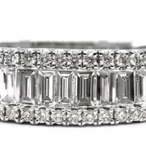Brazalete de Oro Blanco de 14K con Diamante Baguette Cultivado en Laboratorio de 3.5ct de Lujo |   Pulsera de Varias Hileras con Certificación IGI, Regalo de Compromiso, Boda - Product Image 1